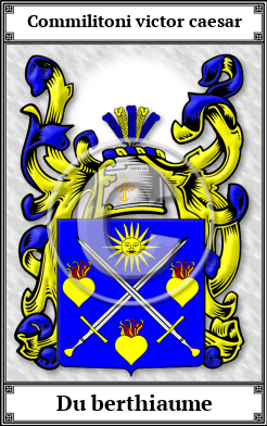 Du berthiaume Family Crest Download (JPG)  Book Plated - 150 DPI